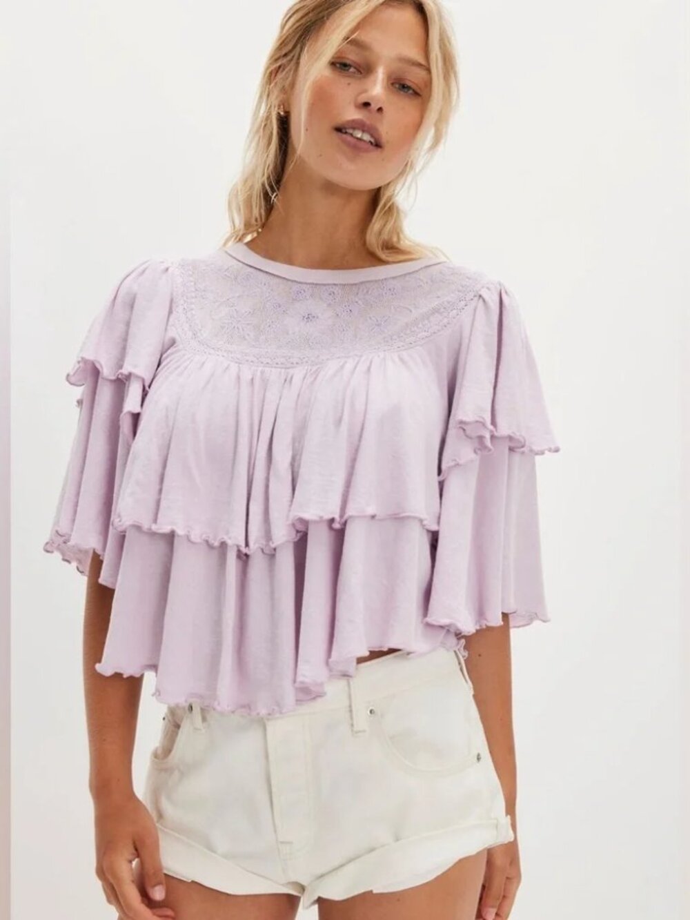 NWT Free People Rose Party Tee Sz M Orchid Hush